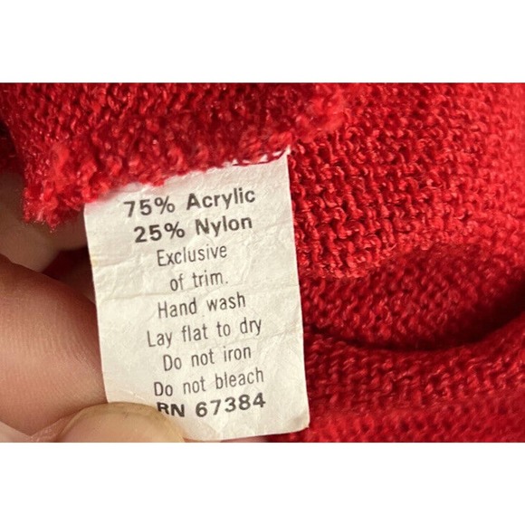 VTG Anthony Sicari Women's Sweater Long Sleeve Button Up Red/Black Sz 12 - Picture 10 of 10